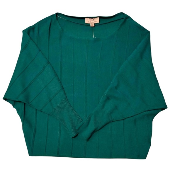NWT Magaschoni Teal Ribbed Dolman Sleeve Sweater - Picture 2 of 10